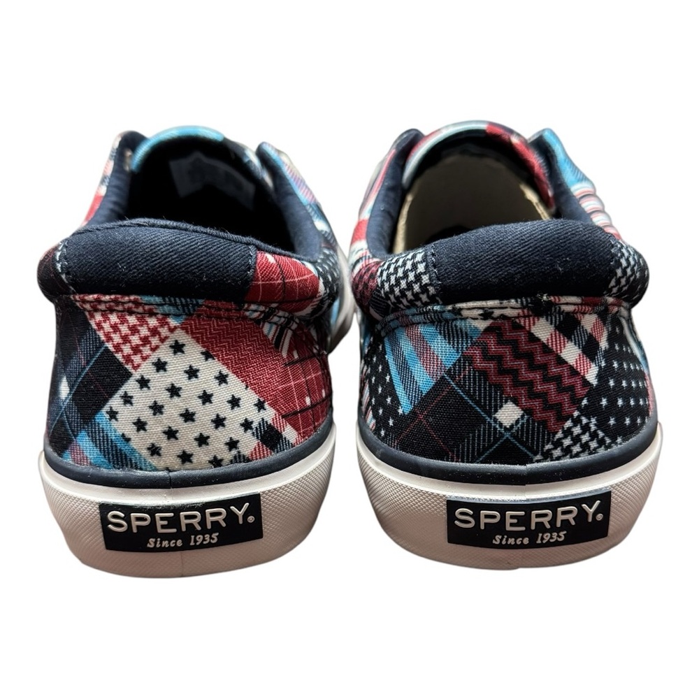 New Men’s Size 11.5 Sperry Striper USA Patchwork Top-Spider Canvas Sneaker - Picture 6 of 8